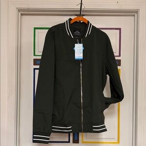 Men's Black Bomber Jacket with White Accents